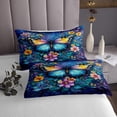 thumbnail image 3 of Butterfly Bedspread Twin Size,Colorful Floral Bedding Set 2Pcs Teens Room Decor,Watercolor Animals Plant Comforter Set Blue Purple Boho Coverlet Quilt,1 Pillowcase, 3 of 5
