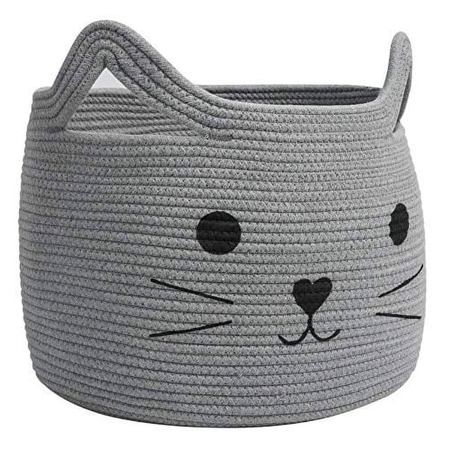 Cesta de almacenamiento HiChen, cuerda de algodón tejida grande, gris, 15,7 de largo x 13 de ancho