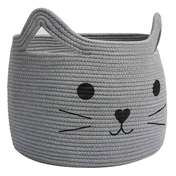 Cesta de almacenamiento HiChen, cuerda de algodón tejida grande, gris, 15,7 de largo x 13 de ancho