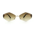 thumbnail image 3 of Luxury Retro Rimless Diamon Shape Hustler Metal Frame Sunglasses Gold - Brown, 3 of 8