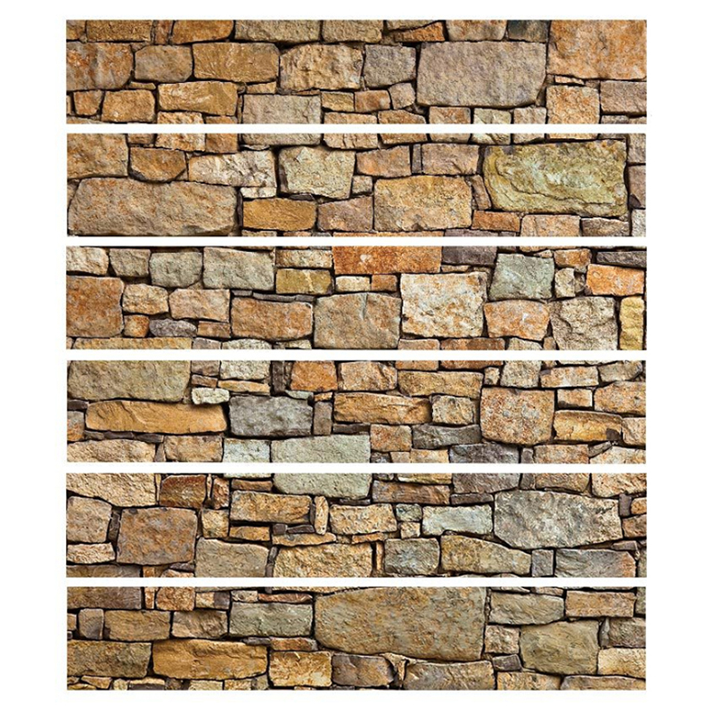 6pcs 3D Stone Stairs Stairway Stickers Self-Adhesive Removable PVC 18x100 Cm