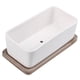 thumbnail image 1 of GOOHOCHY 1 juego de maceta rectangular de cerámica con bandeja de bambú para suculentas, bonsái, color blanco (1 maceta + 1 bandeja de bambú), 1 of 8