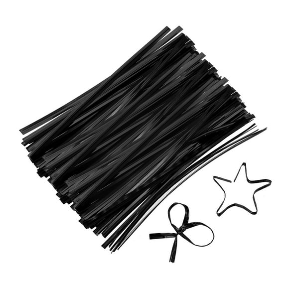 4" Twist Ties, Metallic Twist Ties, Reusable Plastic Coated Twist Ties, Pack of 800, Black