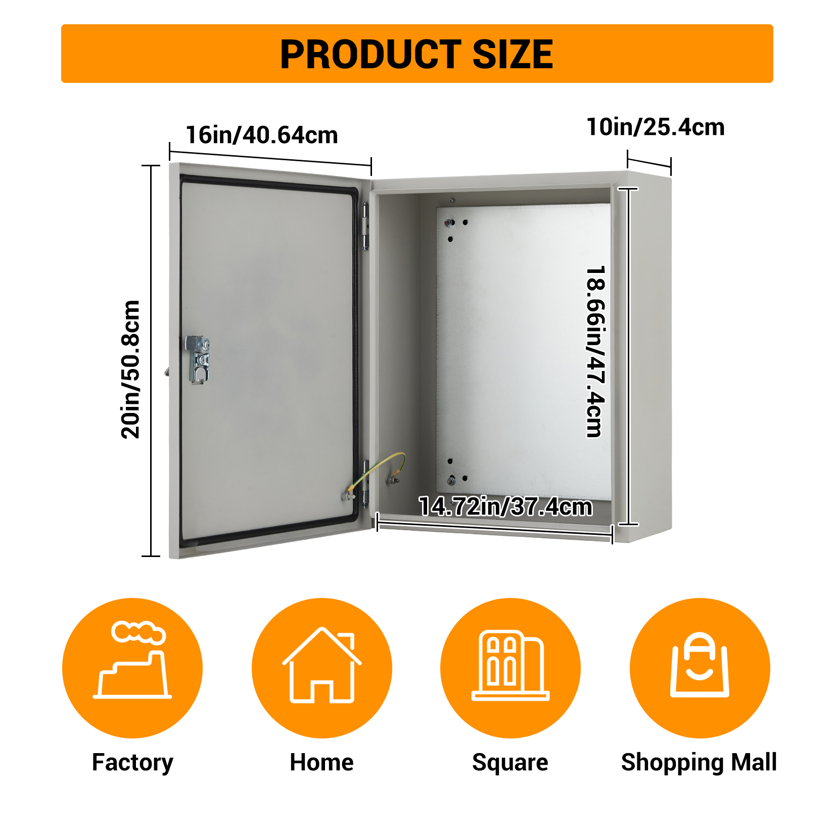 Accreate Stainless Steel Electrical Enclosure Box, NEMA 4X, IP67 Waterproof & Dustproof, Lockable Outdoor Junction Box with Mounting Plate & Keys for Indoor/Outdoor Use