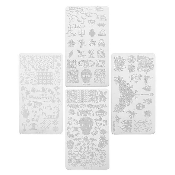 4 piezas placa de uñas para decoraciones de Halloween