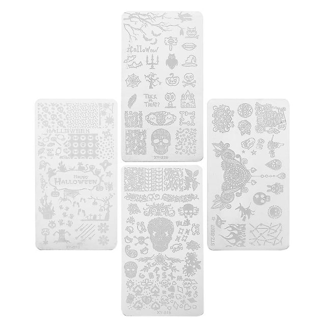 4 piezas placa de uñas para decoraciones de Halloween
