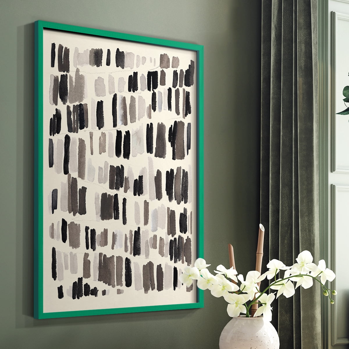 Chalk and Flint I Framed Print in Green Solid Wood Framed Print No Nail Hanging