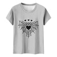 thumbnail image 6 of Uootdi Halloween Womens Tops Short Sleeve Simple Spider Web Heart Graphic Relax Fit Casual T Shirt Halloween Everyday Outfit Blouses, 6 of 8