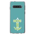 thumbnail image 1 of DistinctInk Clear Shockproof Hybrid Case for Samsung Galaxy S10+ PLUS(6.4" Screen) - TPU Bumper, Acrylic Back, Tempered Glass Screen Protector - Hope is an Anchor for a Sould - Yellow Teal, 1 of 2