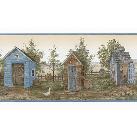 Heart Wallpaper - 879737 Heart of the Country Outhouse Shed Wallpaper Border FDB50167