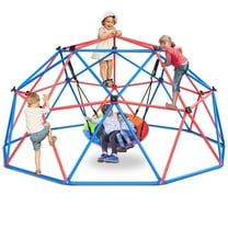 KloKick 10ft Outdoor Climbing Dome with Swing - 800lbs Capacity, Includes Saucer Swing - Durable Steel Jungle Gym for Kids Ages 3-10 Easy Assembly, Weather-Resistant(Blue)