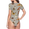 thumbnail image 4 of Daiia Cute Dog print Women's Crew Neck Short Sleeve Bodysuit Fashion Tops Fit Casual Basic Extender Bodysuit-XX-Large, 4 of 9