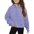 thumbnail image 2 of XXWXYD Girls Half Zip Crop Sweatshirt, Lightweight Long Sleeve Pullover Tops for Kids, Cute Winter Clothes for Girls & Boys, 2 of 3