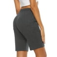 thumbnail image 2 of Stelle Women's 10" Bermuda Shorts Cotton Jersey Shorts,Summer Casual Drawstring Elastic Waist Lounge Shorts,Knee Length Athletic Yoga Workout Long Sweat Shorts with Deep Pockets,XS-XXL Charcoal, 2 of 8