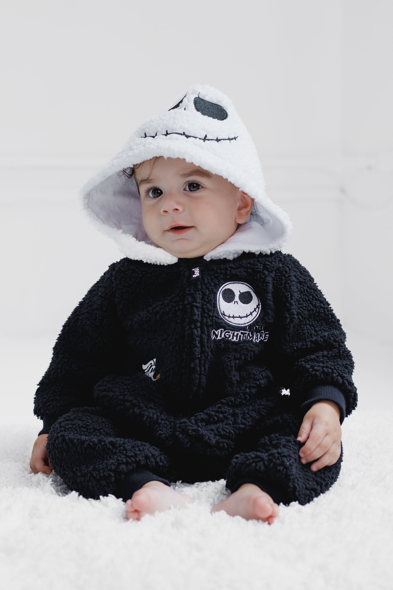 Disney Nightmare Before Christmas Baby Boys' Cosplay Hooded One Piece Black Jack Zero
