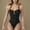 A_ Black, variant on Women Sexy U Neck Swimsuit Ruched Front Cut Out Adjustable Straps Bathing Suit Tummy Control Slimming Hot Swimwear Black 4