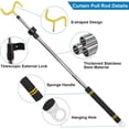thumbnail image 3 of Greeily Drapery Pull Rod, Curtain Pull Rod for Curtains Drapes Telescopic Adjustable 36" to 63" Universal Made of Stainless Steel Material and Comfortable Sponge Handle, 3 of 8