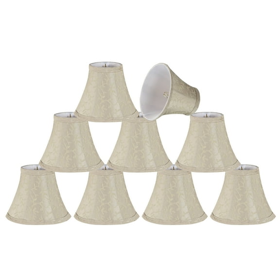 Aspen Creative 30077-9 Small Bell Shape Chandelier Clip-On Lamp Shade Set (9 Pack), Transitional Design in Beige, 6" bottom width (3" x 6" x 5")