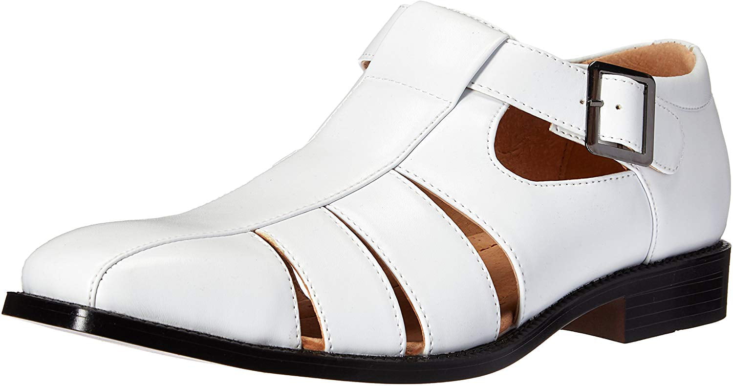 white stacy adams sandals