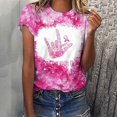thumbnail image 2 of Lolmot Womens Breast Cancer Awareness Tops Casual Loose Pink Ribbon Print Summer Short Sleeve Round Neck Plus Size Tops T-Shirt, 2 of 5