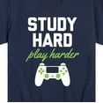 thumbnail image 3 of Instant Message - Study Hard Play Harder  - Toddler And Youth Short Sleeve Graphic T-Shirt, 3 of 6