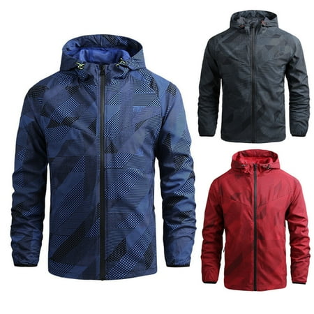 TJUJUSO Winter Ski Snow Jacket Mountain Water-Proof Windproof Rain Jacket Men s Printed Hooded Windproof Outdoor Thin Jacket Coat Top Blouse in Autumn Winter