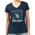 thumbnail image 4 of Women's G-III 4Her by Carl Banks Navy Tampa Bay Rays Collage Team Graphic V-Neck Fitted T-Shirt, 4 of 5