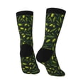 thumbnail image 5 of Uemuo Green Branch Olive Pattern Women's Crew Socks, Soft Durable Breathable Moisture-Wicking with Odor Control Cotton socks, 5 of 9