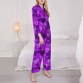 thumbnail image 3 of Fuzoiu Berry Raspberry Print Women's Long-Sleeved Pajama,Lounge Button Down Nightwear,Womens Notch Collar Pajama Set-Small, 3 of 7