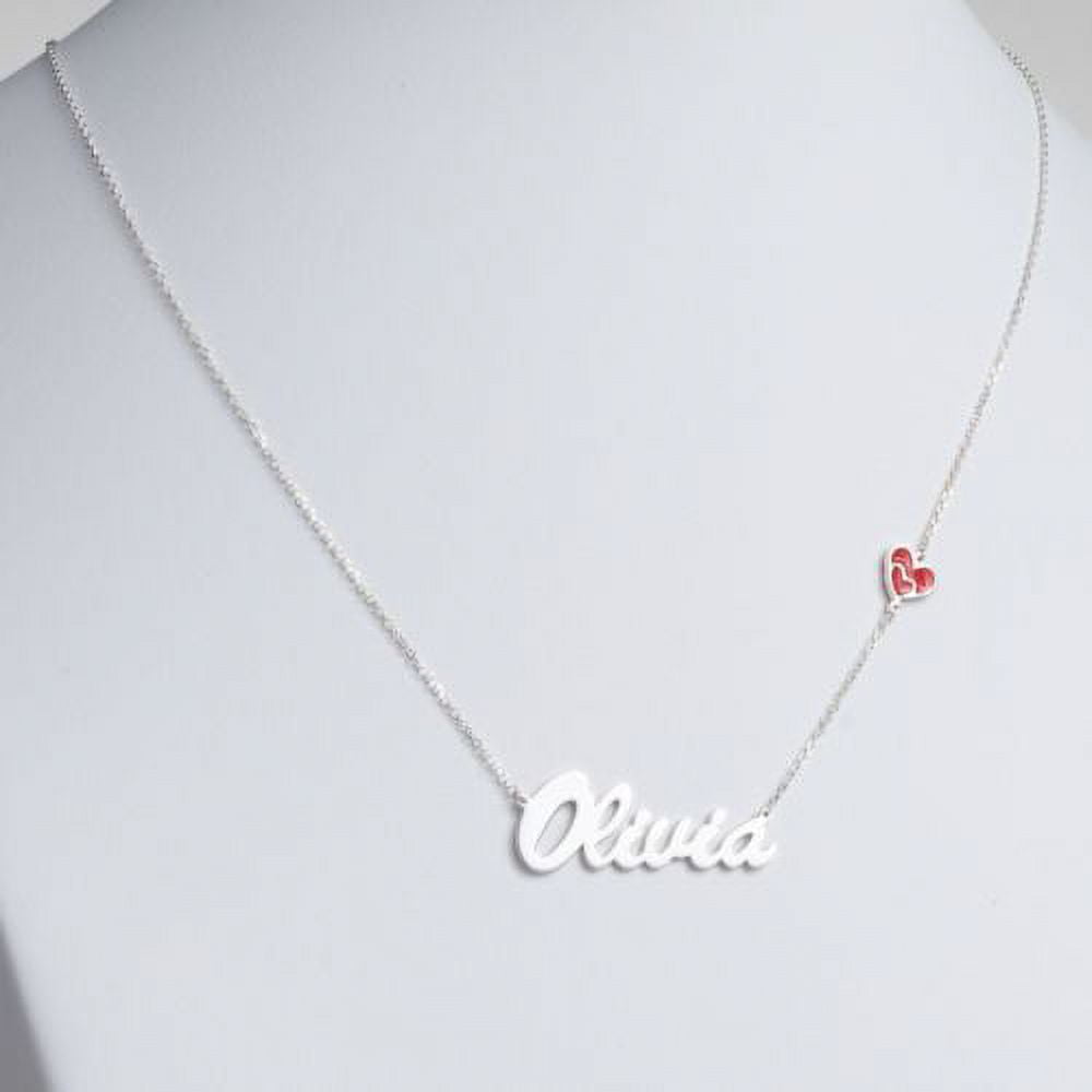 Personalized Planet Women's Script Name with Enamel Heart Necklace