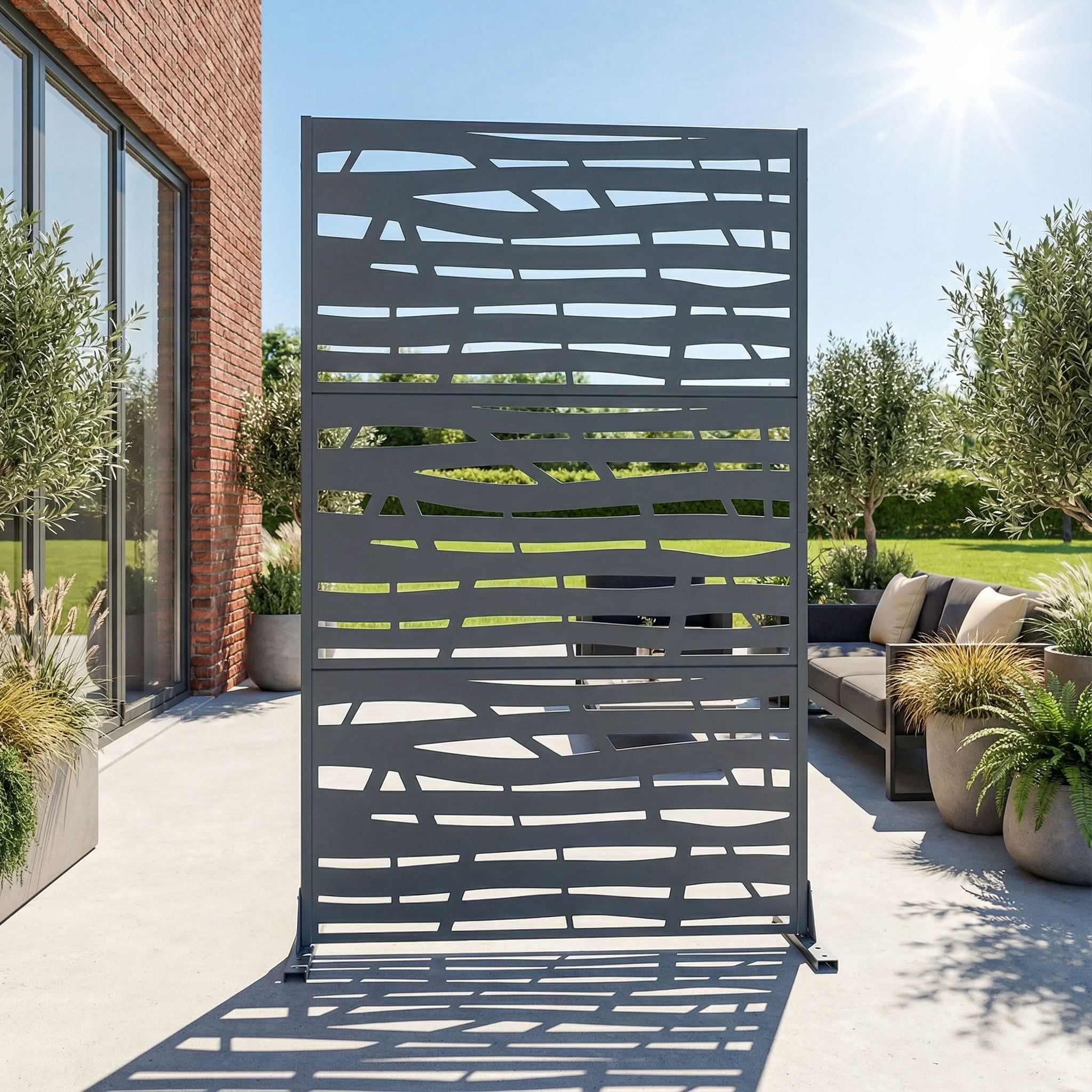 MAYEERTY 72*47in Outdoor Privacy Screen, Rust Proof Metal Privacy Panel, Decorative Privacy Divider for Patio, Balcony, Garden