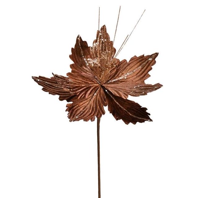 Vickerman QG191076 12 in. Mocha Poinsettia Spray - 6 per Bag
