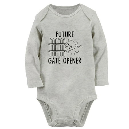 

Future Gate Opener Funny Rompers Newborn Baby Unisex Bodysuits Infant Jumpsuits Toddler 0-12 Months Kids Long Sleeves Oufits (Gray 6-12 Months)