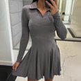 thumbnail image 2 of JustVH Women Long Sleeve Dresses Half Placket Collar Basic Tennis Dress,S-XL, 2 of 4
