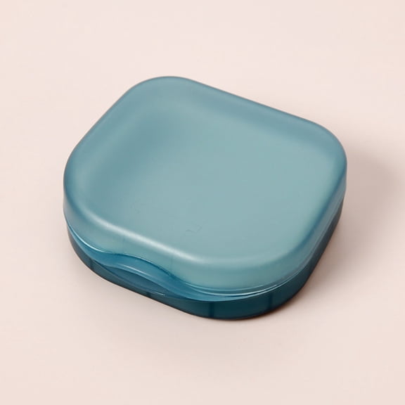 Portable Denture Storage Case with Mirror & Drain, Travel Mini Mouthguard Protector Box