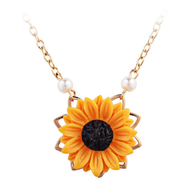 Sonducket Collar de cadena de cuello chapado en forma de girasol, joyería de cuello que no se desvanece para mujeres y niñas, dorado Ropa, zapatos y accesorios Miscelánea dos
