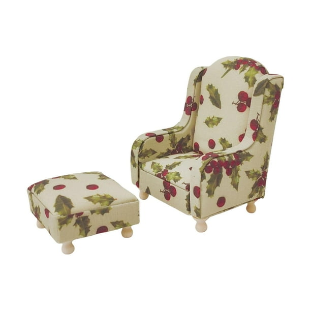 Conjunto de muebles para casa de muñecas, mini sofá, sillón, otomana, modelos de tela, escala 1:12 Beige