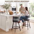 thumbnail image 5 of Zesthouse 26.6″ Swivel Bar Stools Set of 2, Faux Leather Upholstered Counter Stools with Barrel Back and Metal Legs, Modern Counter Height Barstools for Kitchen Island, Dark Gray, 5 of 11