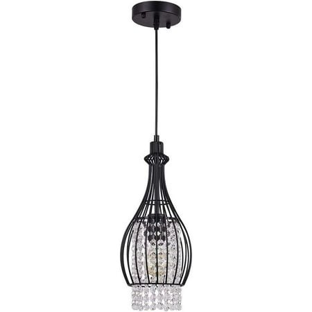 

MONIPA 1 Pcs Crystal Retro Chandelier Black Pendant Light Fixture Hanging Adjustable for Dining Room Kitchen Living Room Without Light Source 6.50 D X 69 H E26x1