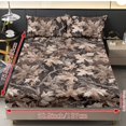 thumbnail image 4 of ZIATUBLES Twin Size Bedding Sheets, Soft Cooling Polyester Bed Sets, 3-Piece Sets with 1 Elasticed Fitted Sheet and 2 Pillowcases, Chic Home RV Decor Accessories, Maple Leaf Branch Camouflage Print, 4 of 9