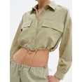 thumbnail image 5 of Buttoned Pocket Detail Elastic Waist Crop Parachute Shirt, 5 of 8