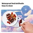 thumbnail image 5 of Square Leather Placemat Set One SizeX2 Heat-Resistant Washable Kitchen Table Decorations Cute Cat with Purple Bows, 5 of 8