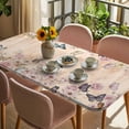 thumbnail image 3 of Vintage Spring Floral Table Cloths for 4 Foot Rectangle Tables, Elegant Flowers Butterflies Farmhouse Patio Waterproof Elastic Fitted Tablecloths, Washable Rectangular Table Cover for Camping, 3 of 8