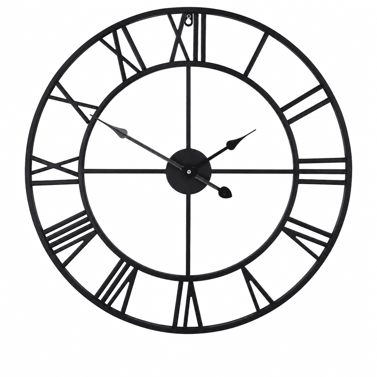 Mee 2ou 24Black Large Roman Numeral Wall Clocks for Living Room,Silent Non‑Ticking,Oversized Modern Decorative Metal Industrial Wall Clock for Patio Waterproof,Farmhouse,Kitchen,Bedroom
