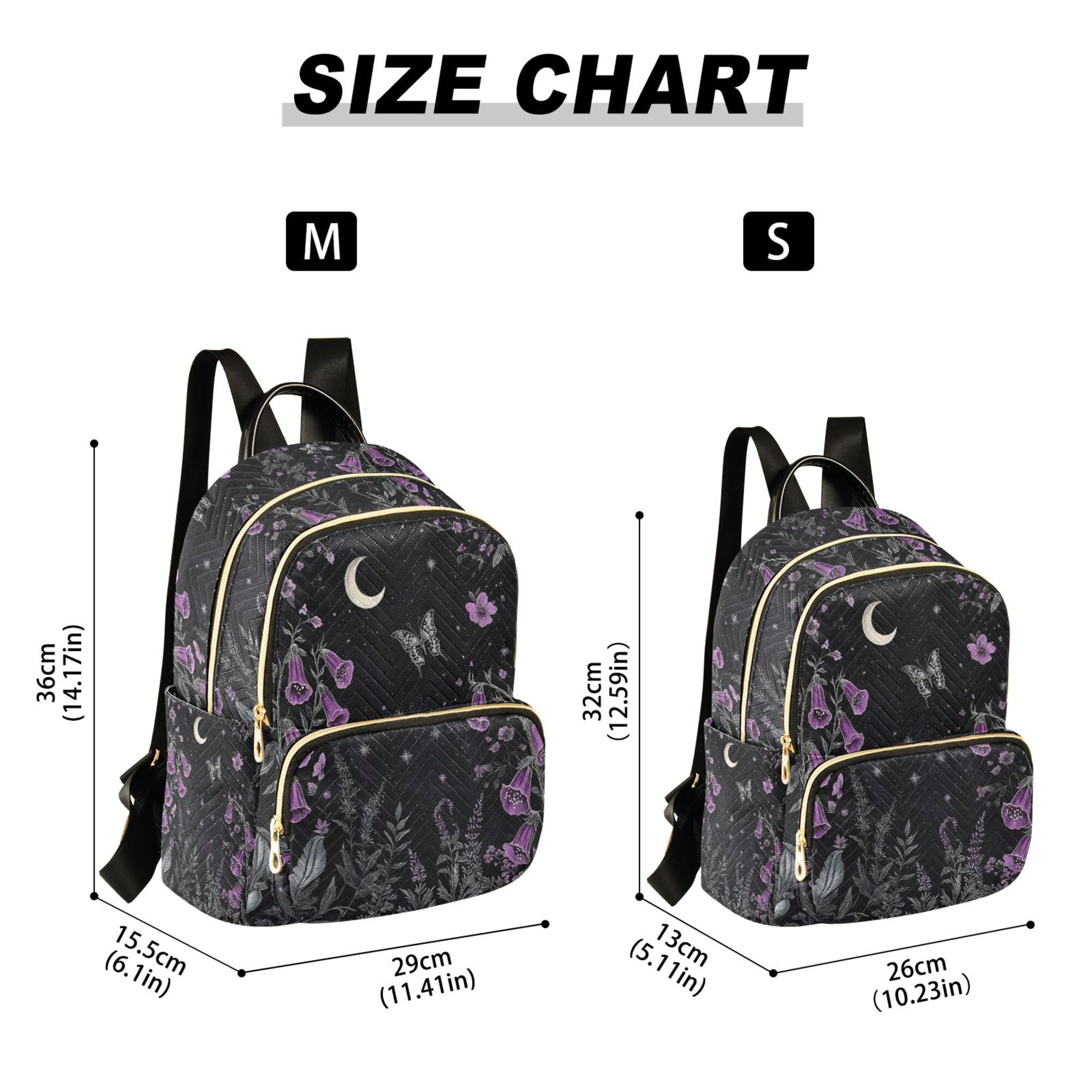 FORMRS Mini Backpack Purse for Women Travel Daypack Casual Shoulder Bag, Gothic Floral Print