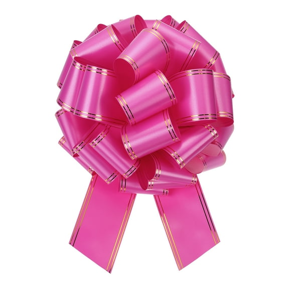 16 Inch Giant Large Pull Bow Big Metallic Car Bows Ribbon with Gold Edge for Gift Christmas, Rose Red