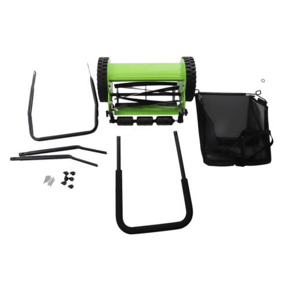 Adjustable Height Lawn Mower Manual Reel Push Walk Behind Dual Wheeled 5-Blade