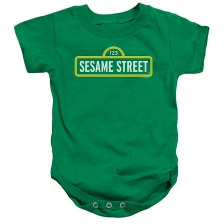Sesame Street Logo Infant Snapsuit Romper Kelly Green 12Mos