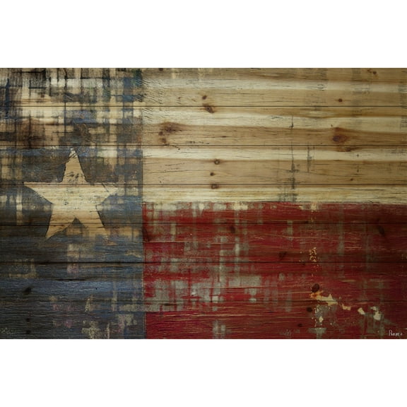 "Texas" Painting Print on Natural Pine Wood