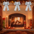 thumbnail image 5 of Christmas Tree Topper Bow Silver Glitter Christmas Bows Sparkly Stars Wreath Bow 13’’x9’’ Ribbon Bow for Wreaths Home Front Door Outdoor Xmas New Years Party, 5 of 9